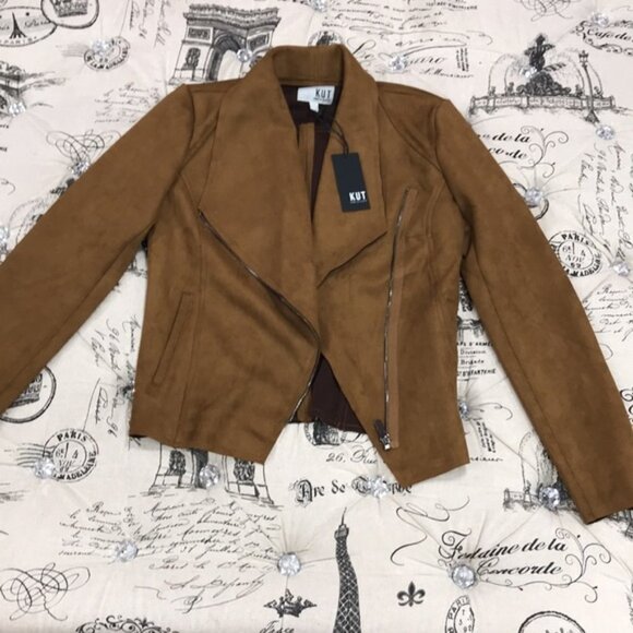 KUT from the Kloth Carina Faux Suede Drape Moto Jacket - Picture 3 of 7